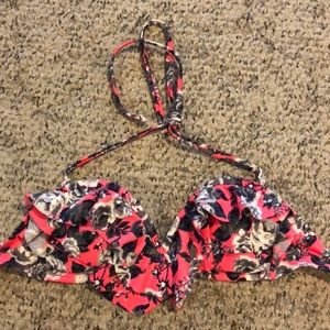 Bright Pink Floral Bikini Top Size Small